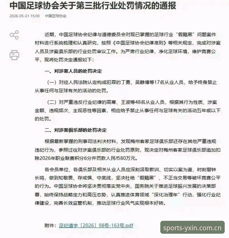 亚新YXIN苹果 足协第三批禁足名单最新动态:65人遭重罚,终身禁足17人引发行业地震